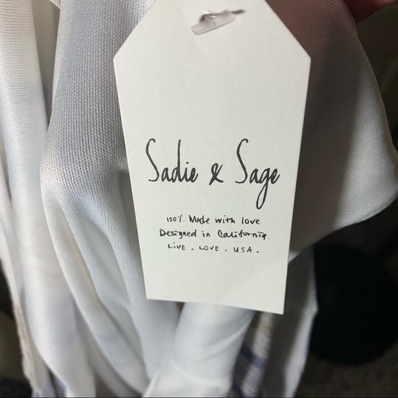 Sadie & Sage High Tide Costal Button Down Maxi Dress White Blue Tan Stripes Sz S - Picture 10 of 13